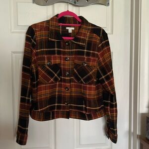 Long sleeve jacket 100%cotton plaid two tone pumpkin